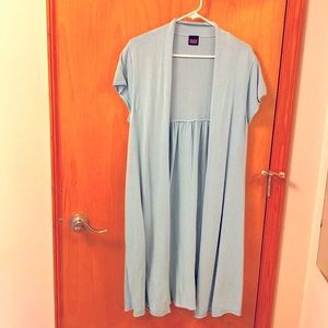 Large, Eileen Fisher Midi length, Short slevved, Pale aqua  Sweater coat